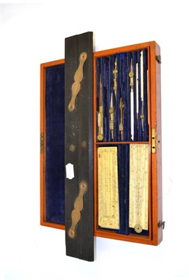 Lot 325 - 19th century cased bone and steel drawing set