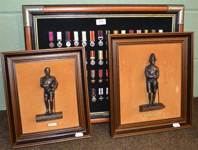 Lot 353 - Danbury Mint framed display ";British Gallantry and Campaign Medals"; and two resin relief plaques