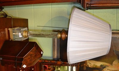 Lot 355 - Table lamp with an etched glass and gilt base