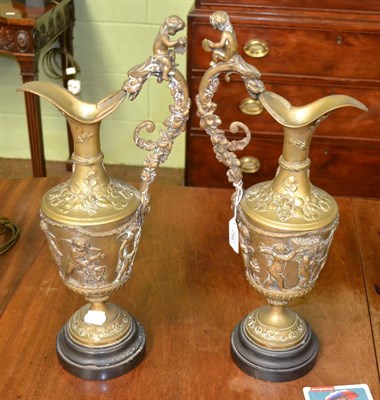 Lot 362 - Pair of Victorian metal ewer vases