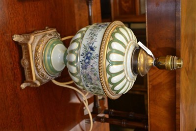 Lot 366 - Gilt and brass mounted enamel vase, now as a lamp