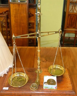 Lot 370 - Set of Avery brass balance scales and weights