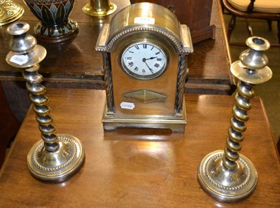 Lot 373 - French clock with candlestick garniture