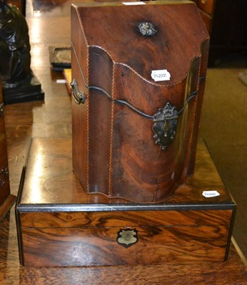 Lot 375 - A mahogany cutlery box and a walnut hinged jewellery box