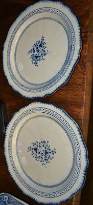 Lot 376 - Pair of 18th century pearlware blue and white chargers, possibly Leedsware