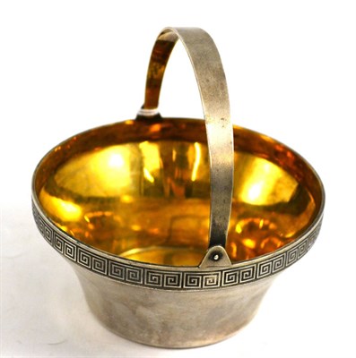 Lot 387 - Russian 916 standard silver bowl with Greek key design, circa 1960