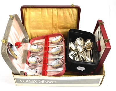 Lot 397 - Quantity of silver spoons, cased plated ware, etc