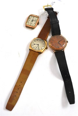 Lot 417 - Two 9ct gold wristwatches and a plated wristwatch (3)