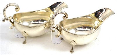 Lot 435 - Pair of silver sauce boats