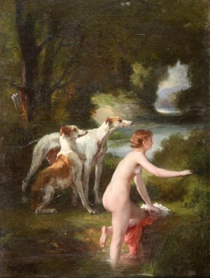 Lot 72 - Joseph Urbain Melin (1811-1886) French  Diana the Huntress with her hounds bathing in a pool...