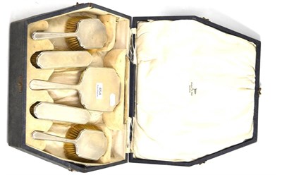 Lot 454 - Cased silver Walker & Hall six piece brush set