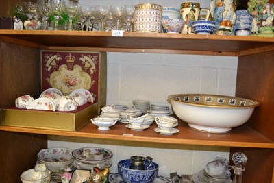 Lot 470 - 19th century pottery wash bowl, doll's pottery blue and white 'Amadeus' pattern dinner service...