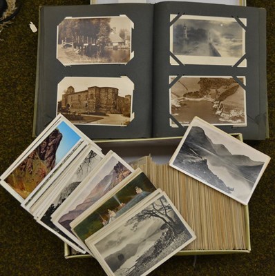 Lot 478 - Edwardian postcard album with miscellaneous topographical views and a shoebox of Lakeland views