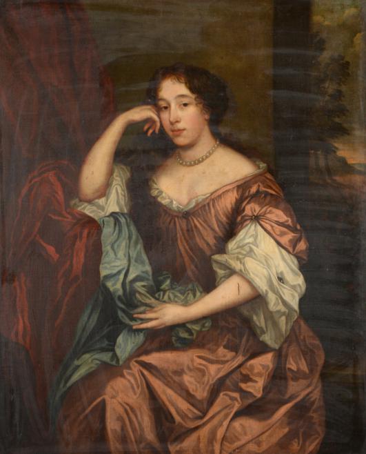 Lot 76 - Circle of Sir Peter Lely (1618-1680)  Portrait of a lady, three-quarter length seated, wearing...