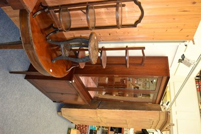 Lot 1016 - Reproduction glazed mahogany display cabinet, folding library chair/steps, two cake stands and...