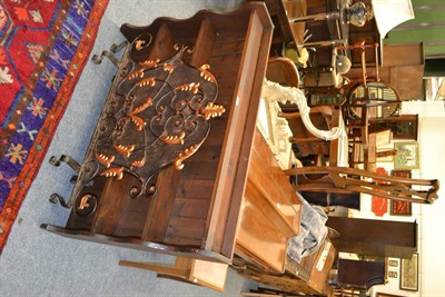 Lot 1027 - Wrought iron fire screen, stained pine plate rack, mahogany dining chair, carved walnut dining...