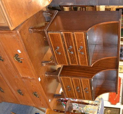 Lot 1032 - Pair of reproduction mahogany bedside cabinets and mahogany two tier oval occasional table with...