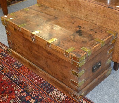 Lot 1039 - Oak brass mounted blanket chest