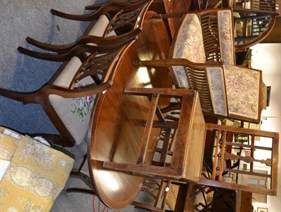 Lot 1043 - D-end dining table and four chairs, marble top cupboard and a mahogany dressing table