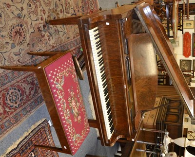 Lot 1049 - Challen burr walnut baby grand piano and stool