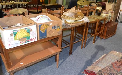 Lot 1117 - Modern furniture including two coffee tables, four bar stools, a pine chest and a quantity of...