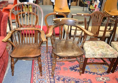 Lot 1133 - Elm Windsor armchair together with an oak and elm captains chair