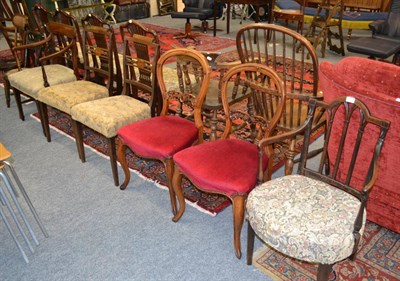 Lot 1135 - Pair of balloon back dining chairs, four assorted mahogany dining chairs and two others