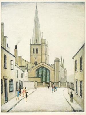 Lot 92 - After Laurence Stephen Lowry RA (1887-1976)  "Burford Church "  Signed in pencil, numbered 607/850