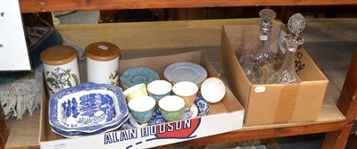 Lot 1179 - Quantity of cut glass, Old Willow pattern ceramics, Villeroy & Boch and a Royal Albert tea...