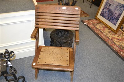 Lot 1190 - Pair of Edwardian oak recreation chairs with folding seats