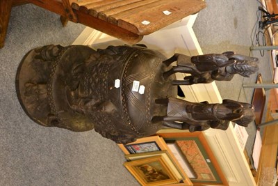 Lot 1192 - Yoruba (African) carved wood pedestal bowl and cover