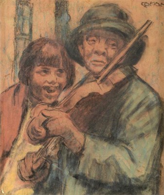 Lot 97 - William Conor (1881-1968) Irish  "The Ballad Singer " Signed, with inscribed and dated label...