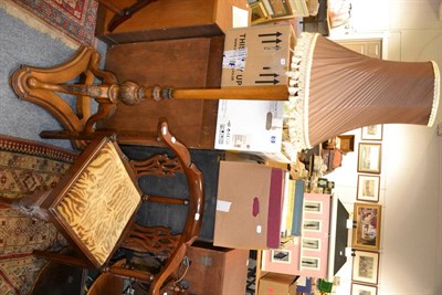 Lot 1194 - Mahogany tripod standard lamp and a mahogany corner chair