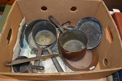 Lot 1202 - Seven assorted copper pans and skillets