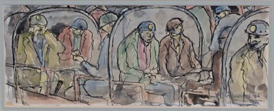 Lot 98 - Tom McGuinness (1926-2006)  Miners underground Signed and dated 1965, mixed media, 10cm by 24.5cm