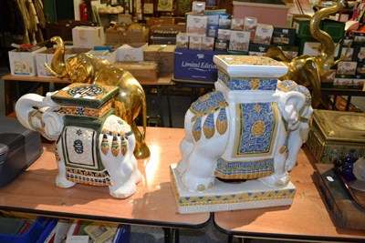 Lot 1206 - Pottery elephant garden seats