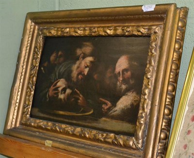 Lot 1229 - 18th century oil on board, The Death of Salome