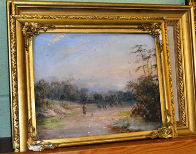 Lot 1234 - Circle of James Baker Pyne Venetian scene, oil on board, together with a further Continental...