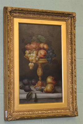 Lot 1251 - E Steele (19th/20th century), still life of Summer flowers in an urn, signed and dated 1899, oil on