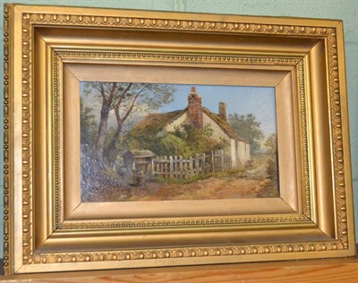 Lot 1263 - 19th century oil on canvas of a country cottage, unsigned, in a gilt frame