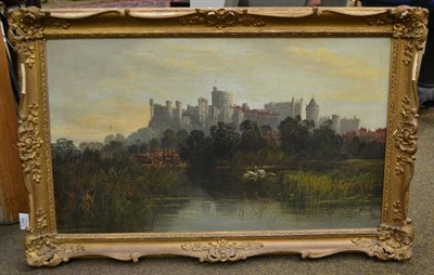 Lot 1286 - W* Allen (19th century) Swans and figures before a castle, signed, oil on canvas, 43cm by 73.5cm