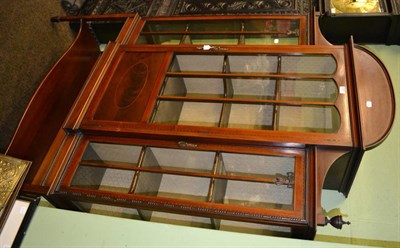 Lot 1291 - Edwardian mahogany inlaid break front display cabinet