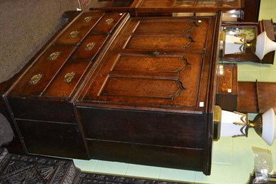 Lot 1293 - 18th century small oak cupboard over two drawers