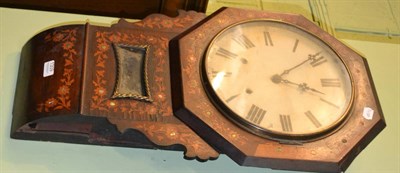 Lot 1309 - Victorian oak drop dial wall clock with inlaid decoration