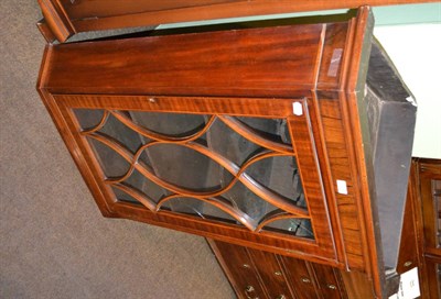 Lot 1310 - Mahogany glazed hanging corner cupboard