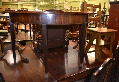 Lot 1317 - Mahogany D-end side table and a library chair/steps