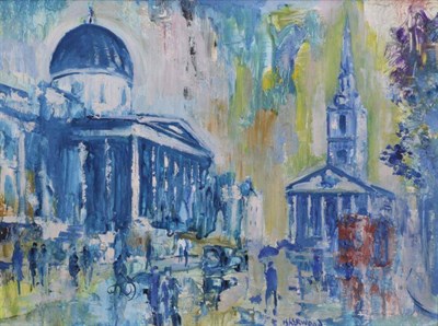 Lot 113 - James Lawrence Isherwood (1917-1989)   "Rain, National Gallery " Signed, inscribed and priced...