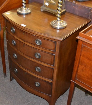 Lot 1362 - Small mahogany bow front four height chest of drawers