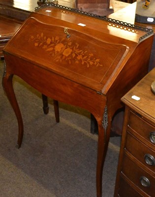 Lot 1363 - French style mahogany stained, inlaid and brass mounted Bonheur du Jour