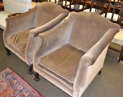 Lot 1387 - Pair of upholstered Edwardian armchairs